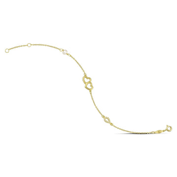 Βραχιόλι χρυσό με καρδιές - themelidisjewels